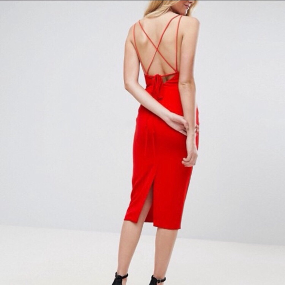 ASOS Strap Cupped Midi Pencil Dress - Picture 2 of 5